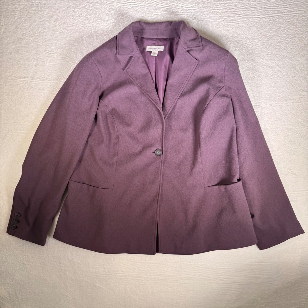 Coldwater‎ Creek Womens W18 Purple Polyester Spandex Blazer Jacket Business